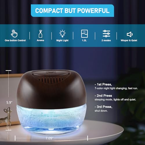 Image of Purifier Air Washer, Air Fresher Aroma Diffuser Odor for Smokers, Dust, Mold, Home and Pets, Air Cleaner with Night Light, Super Quiet and Safety (Brown)