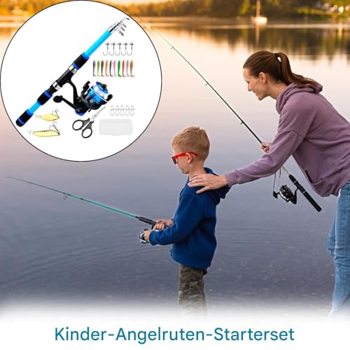 Caña de pescar para niños telescópica con carrete y aparejos de pesca completos para el lago 7