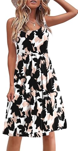 Image of Akihoo Women Summer Casual Sleeveless Midi Plain Pleated Tank Vest Dresses
