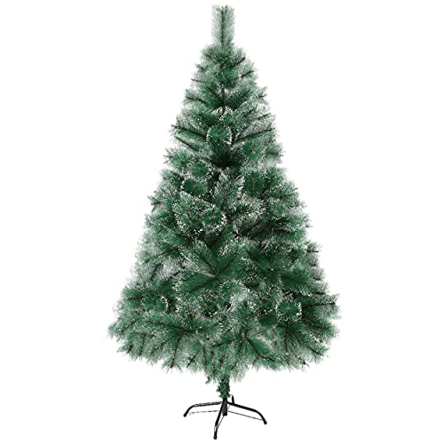 Árbol Navidad Artificial Aguja de Pino con Efecto Nieve Alta Densidad con Base Metálico Decoración Navideña -...