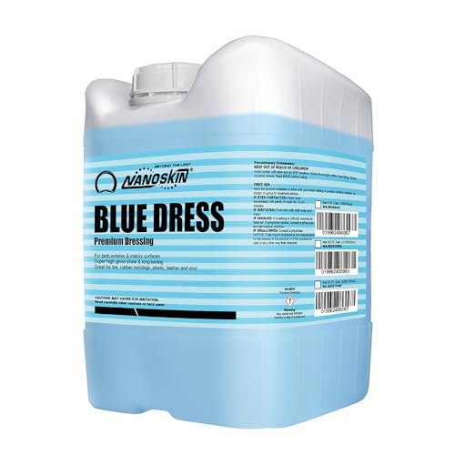 Nanoskin BLUE DRESS Premium Dressing 5 Gallons- Sprayable Interior & Exterior| Works on Tire, Vinyl, Rubber, Plastic & Trim | Safe for Cars, Trucks, Motorcycles, RVs, Light Blue, 640 Fl Oz (Pack of 1) by Nanoskin - Used condition - US$91.29