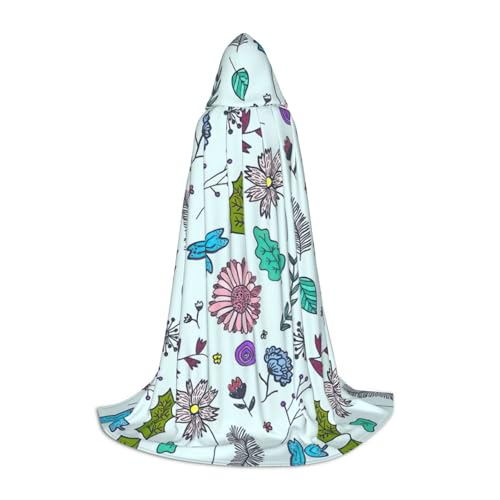 Cape à capuche longue pour ado avec motif fleurs imprimé coloré