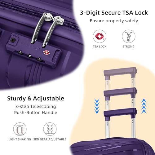Image of LARVENDER Carry On Luggage 22x14x9 Airline Approved, Suitcases with Wheels