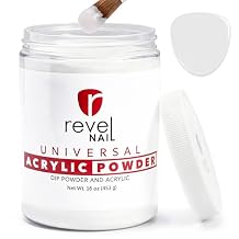 Revel Nail Universal Acrylic and Dip Powder, Salon Pro Size 16 oz 453 g Refill Jar for Overlays and Extensions, White, Made in USA