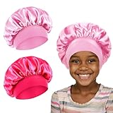 Ajcotahm 2 PCS Bonnet for Kids Baby Silk Satin Bonnets Sleeping Cap Bonnet for Girls Curly Hair Wrap Elastic Wide Band Bonnets Sleep Cap for Child Toddler