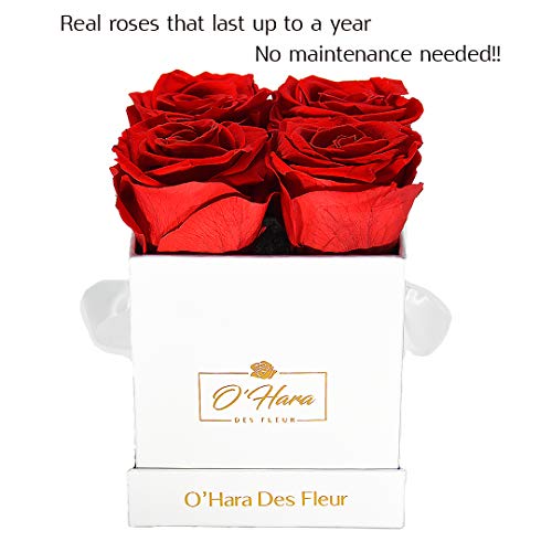O'HARA DES FLEUR | Real Roses That Last a Year or More|Preserved Roses in a Box No Need to Water Or Deal with Wilted Petals (RED, White Box) - Image 3