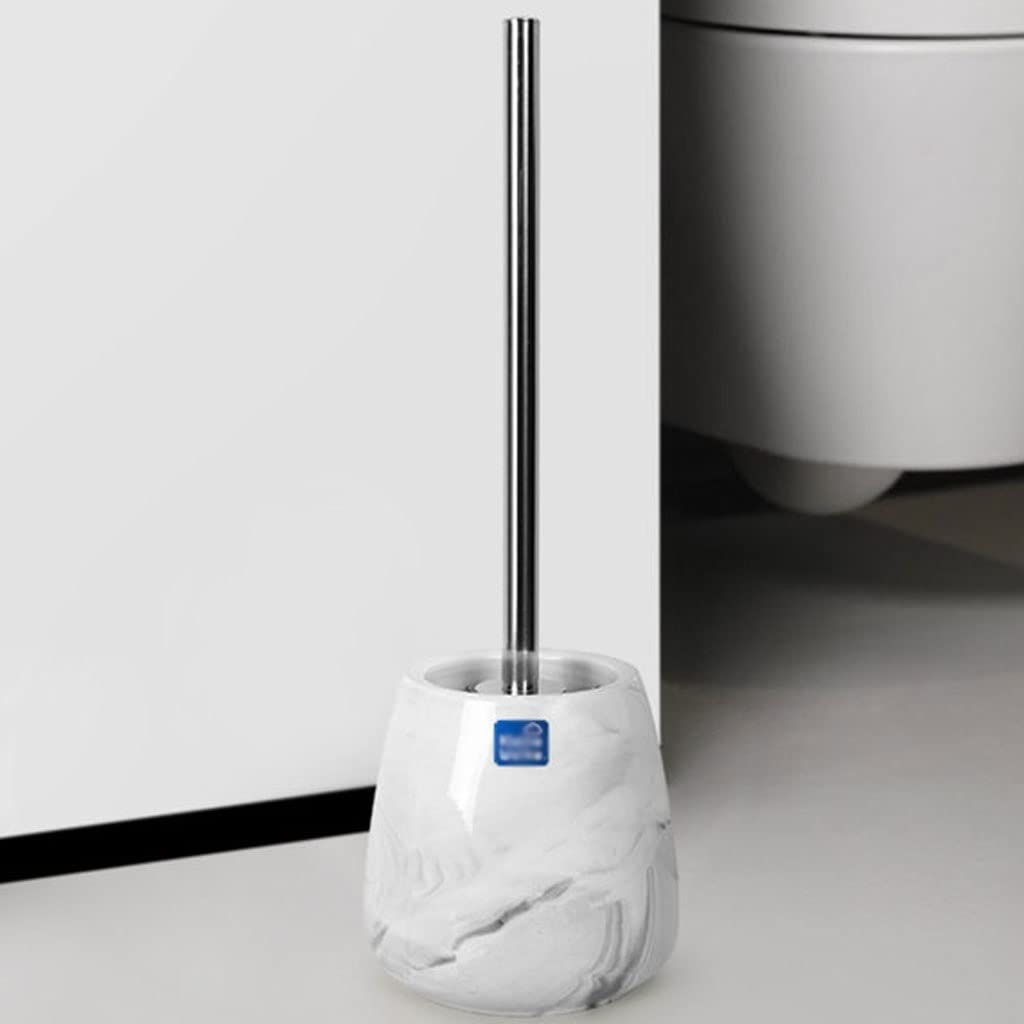 Escobilleros Cepillo de baño de cerámica con Cepillo de baño de Base Juego de Cepillo de baño de Limpieza de baño de diseño Minimalista Moderno (Redondo) Escobillero