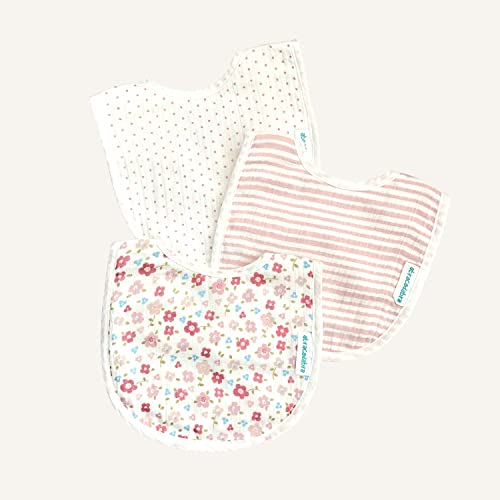 Image of abracadabra Muslin Bibs with Adjustable Snap Button Closure, Super Absorbent, Soft, Comfortable & Lightweight, Set of 3 - Vintage Floral