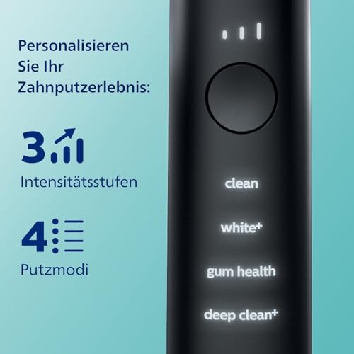 Philips Sonicare DiamondClean Smart 9400 elektrische Zahnbürste, Schallzahnbürste mit App, Drucksensor, Bürstenkopferkennung, 4 Putzmodi und 3 Intensitätsstufen, Schwarz, Modell HX9918/89 – Bild 4