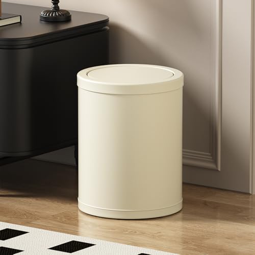 Bote de basura metálico redondo de 15L con tapa blanca miniatura 3