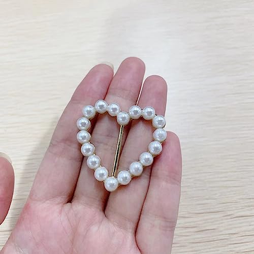 Image of Love Heart Scarf Ring Clip T-shirt Tie Clips for Women Pearl Heart Scarf Ring Buckle Shawl Clip Clothing Wrap Holder Scarf Shawl Tie Buckle for Decoration Accessories