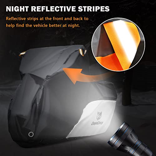 Coukoucover Motorcycle Cover, 210D Oxford Fabric Waterproof Outdoor All Season Universal Protection With Reflective Strips, For 86" Motorbike Cover (Silver M) #TOP3