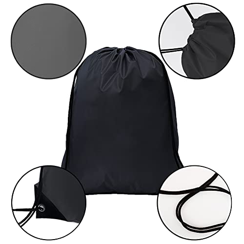 Codobon 40 Pcs Drawstring Backpack Bulk Draw String Bags Cinch Polyester Bag For Gym Sport, Black #TOP2
