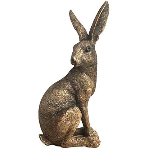 Animal Crackers 22cm Bronze effect Sitting Hare ornament figurine by Leonardo, Bronzed reflection range, gift boxed Cover