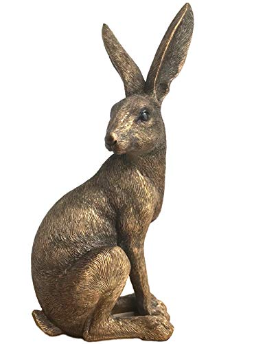 Reflections Large Bronze Alert Sitting Hare Figure Ornament Wildlife Figure