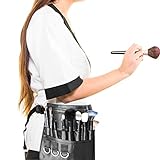 Una cinta ajustable permite poder usarlo cómodamente en la cintura o sobre el hombro. Ayuda a sostener los pinceles en la cintura y no tener que buscarlos. Este delantal de brochas de maquillaje es imprescindible para cualquier maquillador.