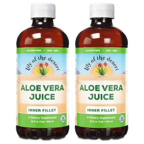 Lily Of The Desert Aloe Vera Juice - Inner Fillet Aloe Vera Drink, Organic Aloe Juice with Natural Vitamins, Digestive Enzymes for Gut Health, Stomach Relief, 32 Fl Oz (Pack of 2) Cover