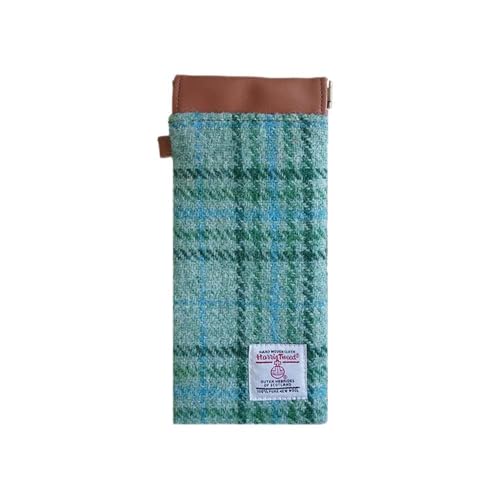 Image of TAILORMAP Harris Tweed Squeeze Leather Sunglasses Pouch Spring Storage Glasses Pouch Holder