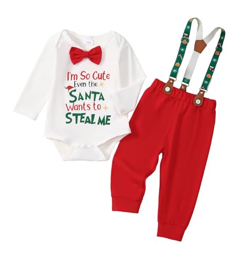 Image of Tinypainter Baby Boy Thanksgiving/Christmas Outfit Turkey/Santa Romper+Suspender Pants My 1st Thanksgiving Clothes