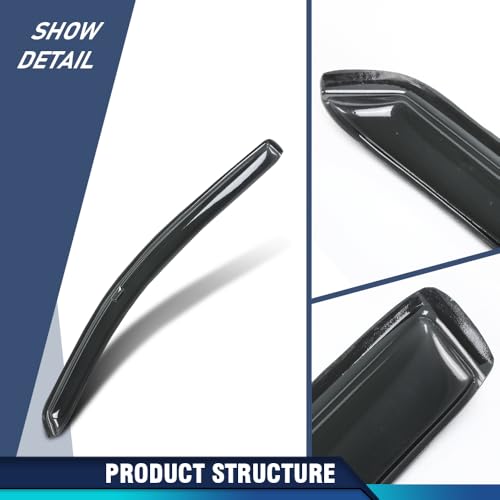 Image of PIT66 in-Channel Ventvisor Window Deflectors and Sun Visors 4pcs Compatible with Honda Ridgeline 2017 2018 2019 2020 2021 2022 2023 2024 2025 in-Channel Rain Guards Smoke