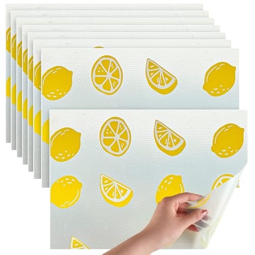 8 Pièces Tapis de Réfrigérateur Lavable, Réutilisable Tapis de Frigo, 30 * 45cm, Tapis de Refrigerateur Antibactérien Antisalissure, Tapis de Tiroir, Antidérapant, pour Cuisine, et Armoire