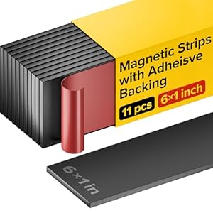 11 stuks magneetstrips met kleefhouder, platte en dunne magneetband om te knutselen, gereedschap en messen, voor garage, keuken en tuin, zelfklevende magnetische wandhouder