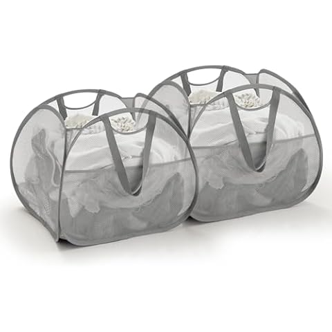 TECHMILLY Collapsible Mesh Laundry Hamper Cover