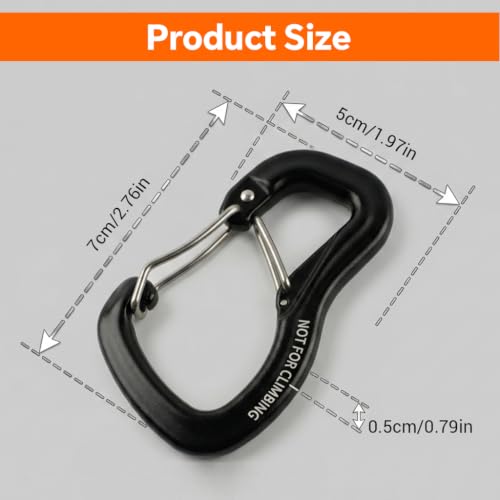 Image of Proberos Carabiner Clip Hook Heavy 8KN Aluminum Double Door Lightweight Clip for Hammock Camping Hiking Backpacking Keychain and Outdoor Use-1Pcs