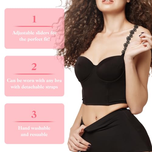 3 Pairs Women's Bra Straps Replacement Elastic Bra Shoulder Straps Non-Slip Lingerie Straps for Women Girls Tops Dress (Flower Lace)4