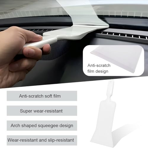Image of 2 PCS Bulldozer Squeegee, Long Handle Flat Glass Tinting Tools for Automotive Front & Back Window, Plastic Wrapping Windshield Paddle Squeegee for Vehicle Cleaning, Car Accessories (Gray+White)