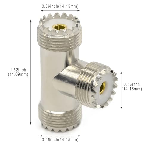 Adaptador UHF PL259 antena conector T 3 vías pack x2 miniatura 3