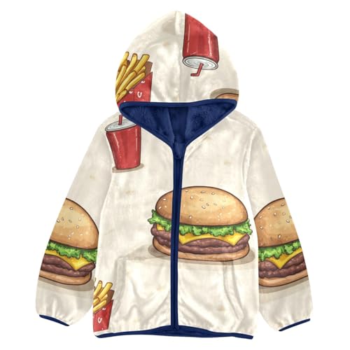 Fast Food Girls Fleece Jacket Girls Fall Jacket Girls Zip Up Hoodie Girls Sherpa Jacket 2-10T