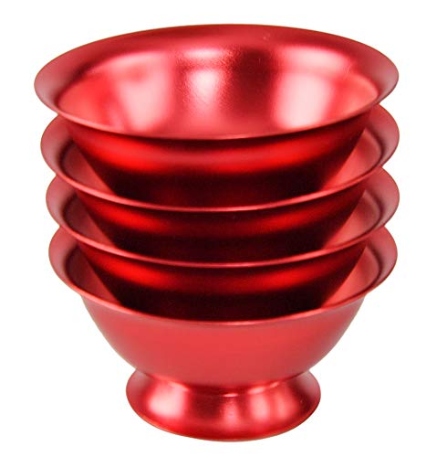 Home-X Red Aluminum Bowls, Serving Dishes, Colorful Food Prep Bowls, Nesting Assorted Colors, Set Of 4 – 4 ½” D X 2” H #TOP2