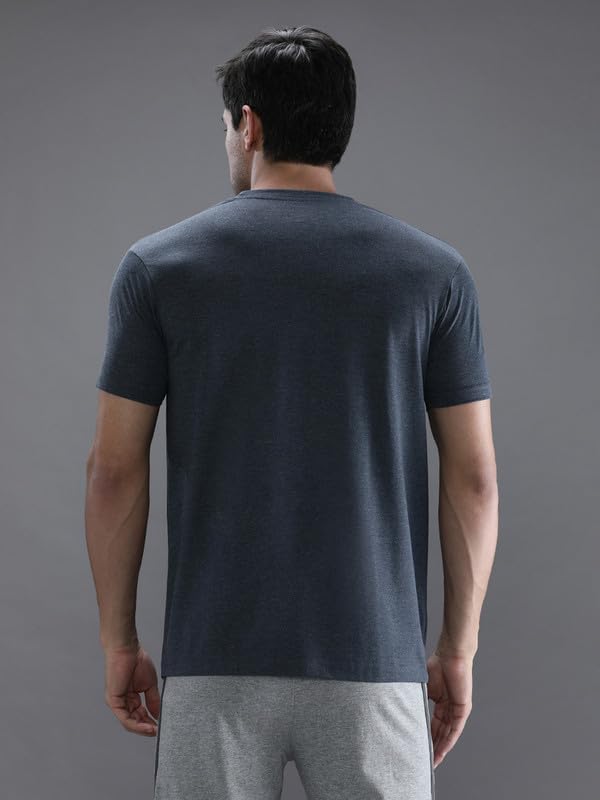 Image of CROCODILE Men Solid Sport Fit T Shirt | Round Neck | Short Sleeve | Regular Length | Basic Casual Pull On Topwear Grey Melange