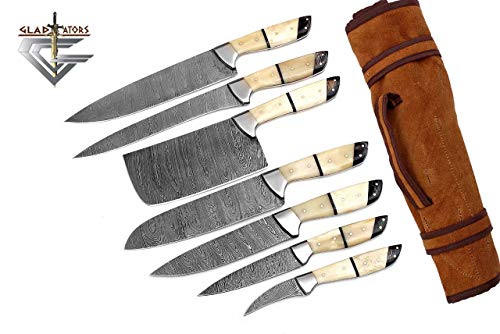G26- Professional Kitchen Knives Custom Made Damascus Steel 7 pcs of Professional Utility