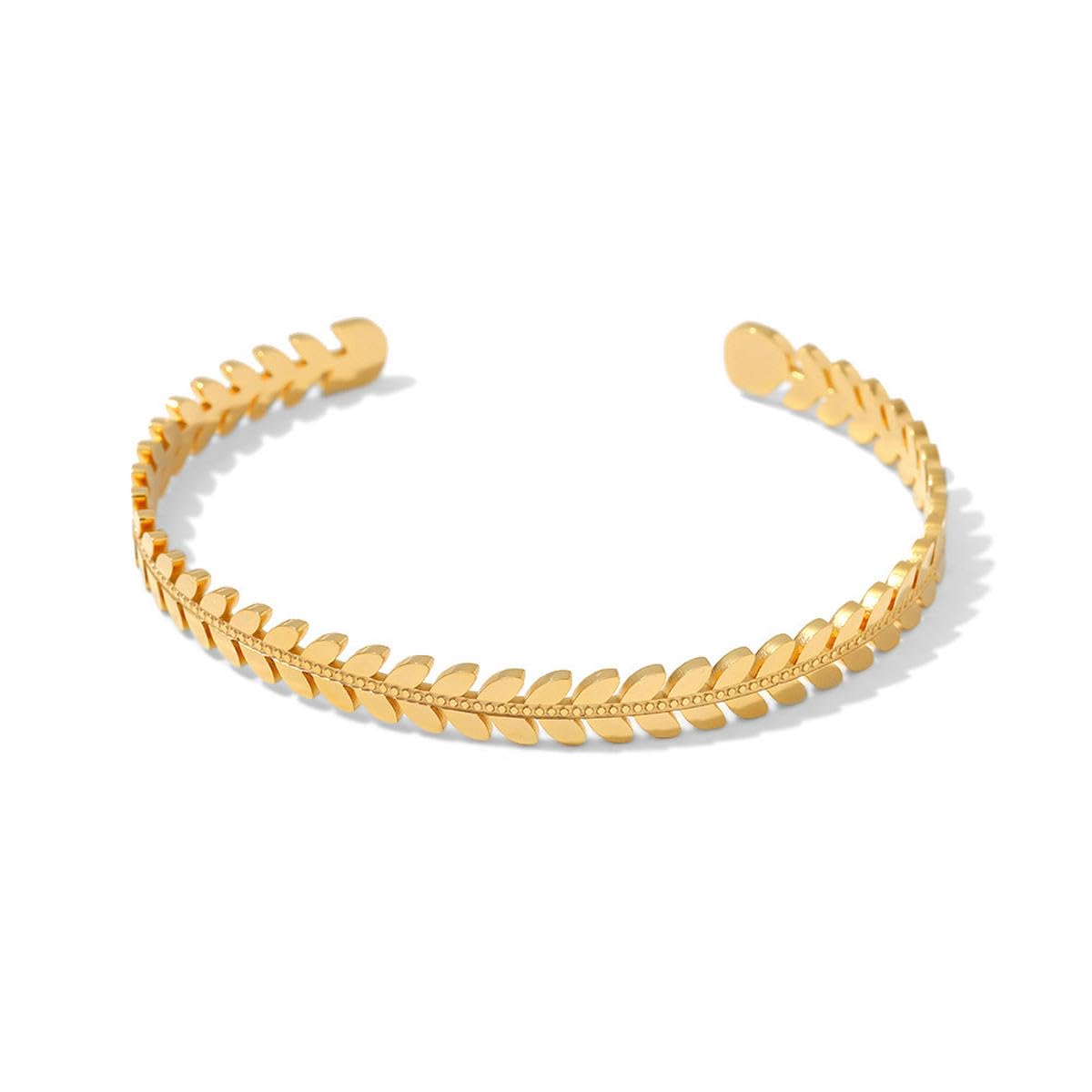 YAHOYA YAHOYA Declaración de Acero Inoxidable Oreja de Trigo Brazalete Abierto 18k Chapado en Oro Oreja Pulsera de Trigo