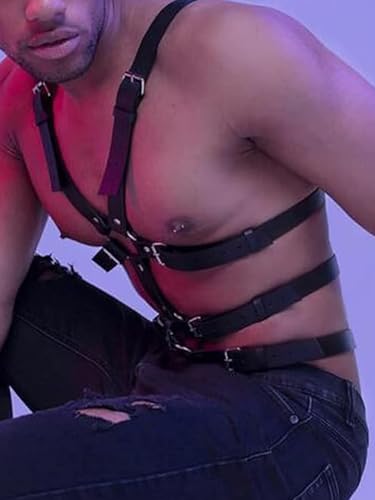 Men S&M Harness Belt Costume Leather PU Body Chest Adjustable Buckle Clothes Outfits3