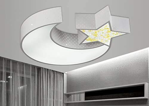 melysEU Lámpara del Dormitorio Estudio Creativo Estrellas Hombres y Mujeres Nacidos Techo llevó la Luna Enciende Las Luces de Hierro Arte de los niños,White