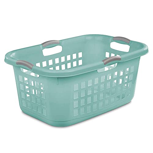 Sterilite Ultra 2 Bushel 71 Liter Capacity Plastic Stackable Laundry Basket Bin With Square Vents For Carrying And Sorting Laundry, Aqua (12 Pack) #TOP1
