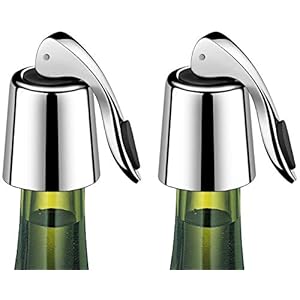 ERHIRY Wine Stoppers Set of 2 – Stainless Steel Wine Bottle Stopper with Silicone Seal, Reusable Beverage Preserver, Freshness Keeper, Premium Bottle Sealers, Ideal Wine Saver Accessory Gift Set