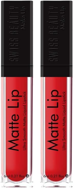 Image of SWISS BEAUTY Ultra Smooth Matte Liquid Lipstick, Runway, 6 ml (Pack of 2)