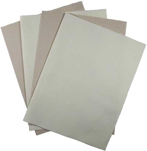 Image of KCS 4 /6 pc of 12 inch x 18 inch (30cmx45cm) 18CT Counted Cotton Aida Cloth Cross Stitch Fabric (4 pc, Antique White+Oatmeal)
