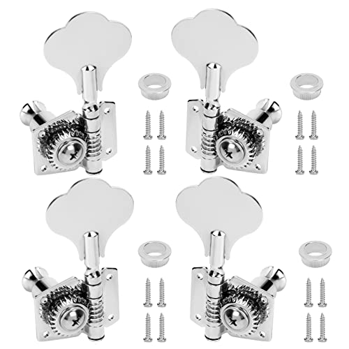 Bass Tuners welltop BASS Tuning Machines 2 Left 2 Right Tuning Pegs Tuning Keys Machine Heads Tuners Vintage Open Gear for Precision Bass and Jazz Bass Guitar Parts Replacement Chrome