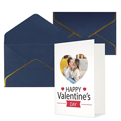 Naispanda Personalisierte Valentinstag Karte, Personalisierte Paar-Grußkarten mit Foto Text, Individuelle Fotokarte für Ihn, Sie, zum Valentinstag, Jubiläum, Hochzeit - Umschlag optional in Farbe Cover