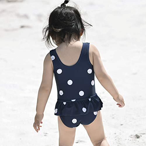 Image of Toddler Girls One-Piece Swimsuits Ruffle Polka Dot Swimsuit with 3D Flowers Bathing Suits
