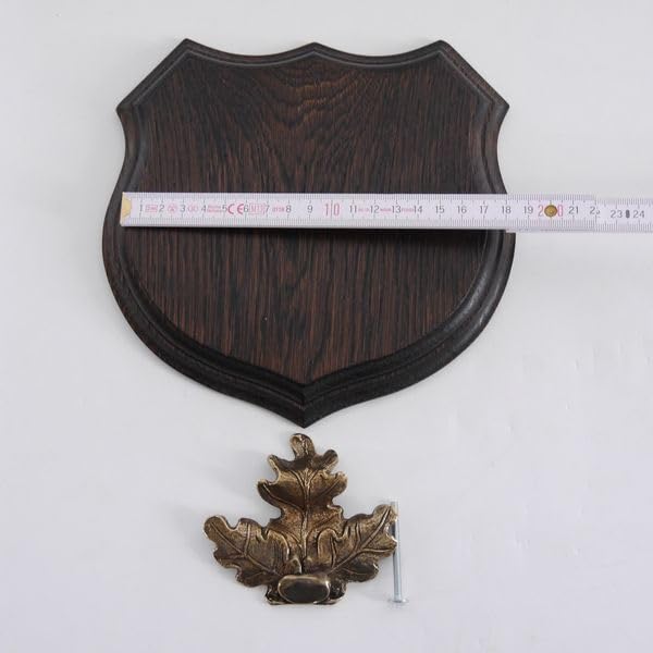 GTK - Geweihe & Trophäen KRUMHOLZ 1 targhetta con stemma di cinghiale selvatico, forma di stemma, AF 17 cm, con copertina in rovere massiccio + grande