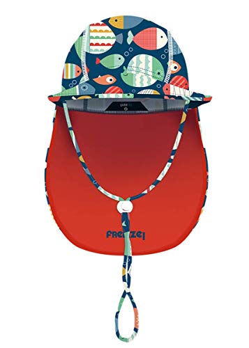 Foruhoo Gorro para bebé con protección UV 50 con cordón para niños, ala ancha, sombrero de verano, Peces coloridos, 51