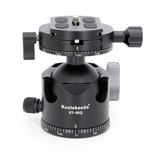 Koolehaoda Panorama-Kugelkopf mit niedrigem Profil, 45 mm Panoramakamera-Stativkopf mit großem Kugeldurchmesser für DSLR-Kameras Stative Einbeinstative, Maximale Belastung 25 kg (GT-05Q)