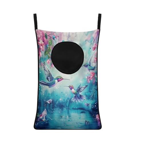 ZOUTAIRONG Hummingbird Hanging Laundry Hamper Bag Over Door Laundry Basket Space Saving Organizers Large Capacity Green Laundry Room Organization Hamper for Travel Home Office