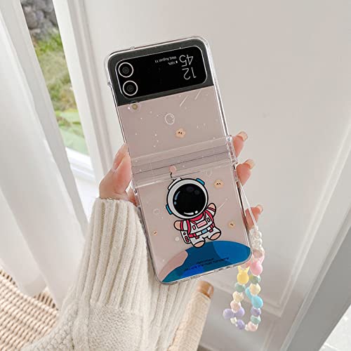 Coque Samsung Z Flip 4 transparente rigide PC avec bracelet chaîne amovible